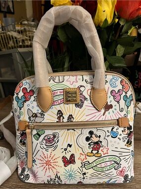 Dooney & Bourke White Domed Disney Characters Sketch Satchel / Crossbody Bag NWT